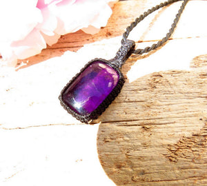 Gifts for her, Amethyst teardrop gemstone necklace, Amethyst crystal pendant, Reiki Healing jewelry, February birthstone necklace