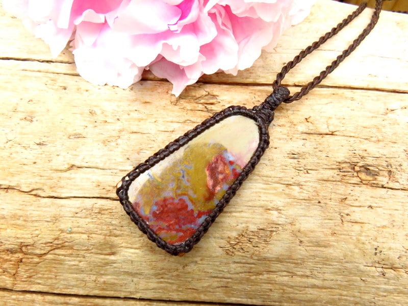 Jasper Necklace, natural jasper, Jasper necklace for women, healing jasper necklace, unisex jewelry, macrame necklace,