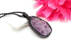 Amethyst necklace, amethyst druzy crystal, healing jewelry, healing crystal gifts, crystal necklace, earth aura creations, birthday gift