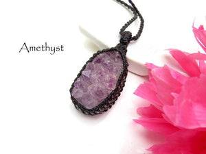 Amethyst necklace, amethyst druzy crystal, healing jewelry, healing crystal gifts, crystal necklace, earth aura creations, birthday gift