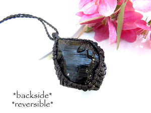 Shiny Black Tourmaline crystal necklace / statement necklace / raw tourmaline necklace / black tourmaline / raw tourmaline crystal