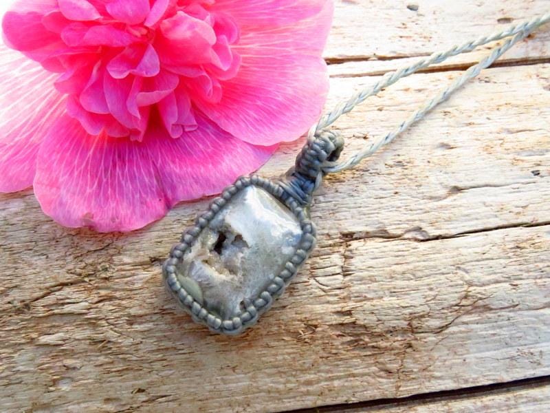 Ocean Jasper gemstone healing necklace, solar plexus healing, expression of love, druzy jewelry, jasper healing stone necklace,