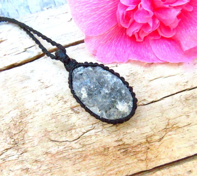 Ocean Jasper druzy necklace, solar plexus healing