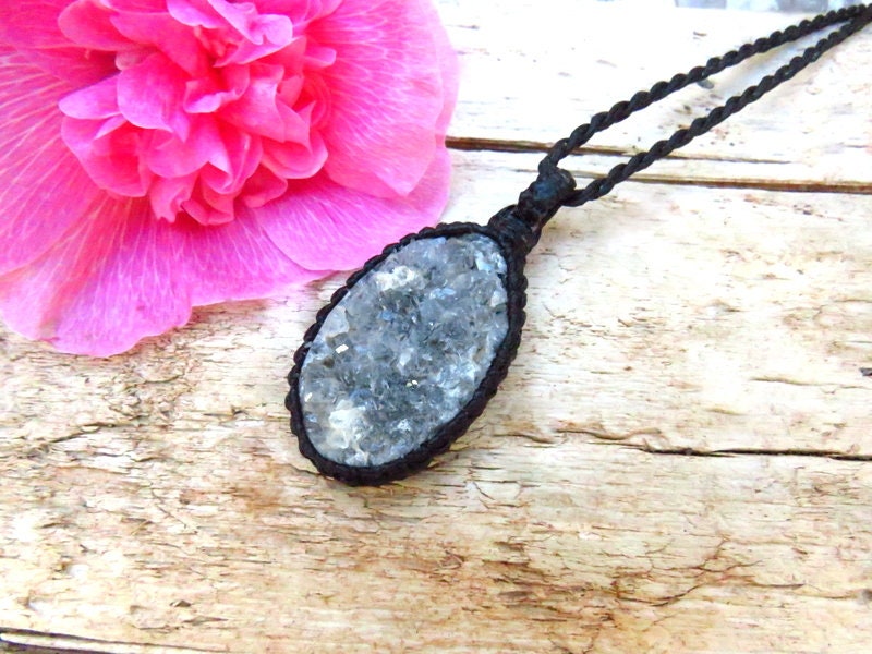 Ocean Jasper druzy necklace, solar plexus healing