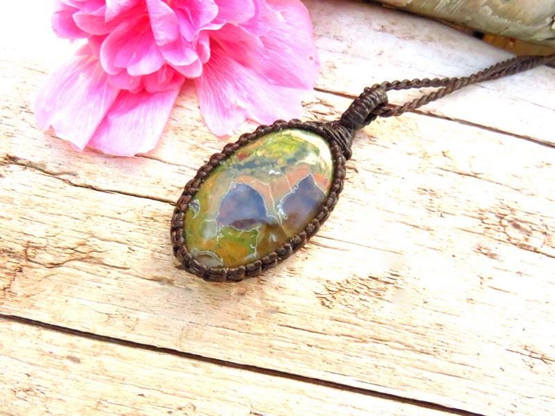 Rainforest Jasper Necklace, rhyolite necklace, jasper jewelry, earth Day necklace, gift ideas for the earth lover, Hippy style, boho jewelry