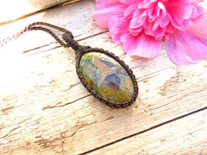 Rainforest Jasper Necklace, rhyolite necklace, jasper jewelry, earth Day necklace, gift ideas for the earth lover, Hippy style, boho jewelry