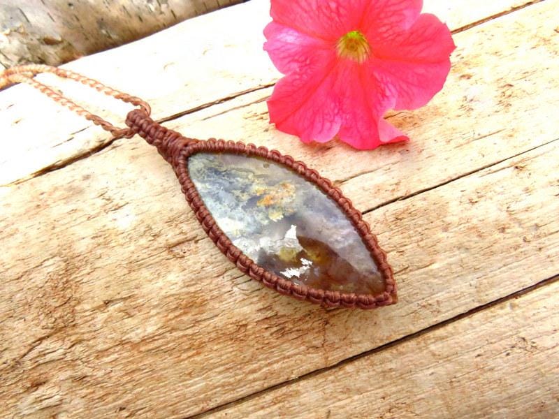 Graveyard Plume Agate necklace, gemstone necklace