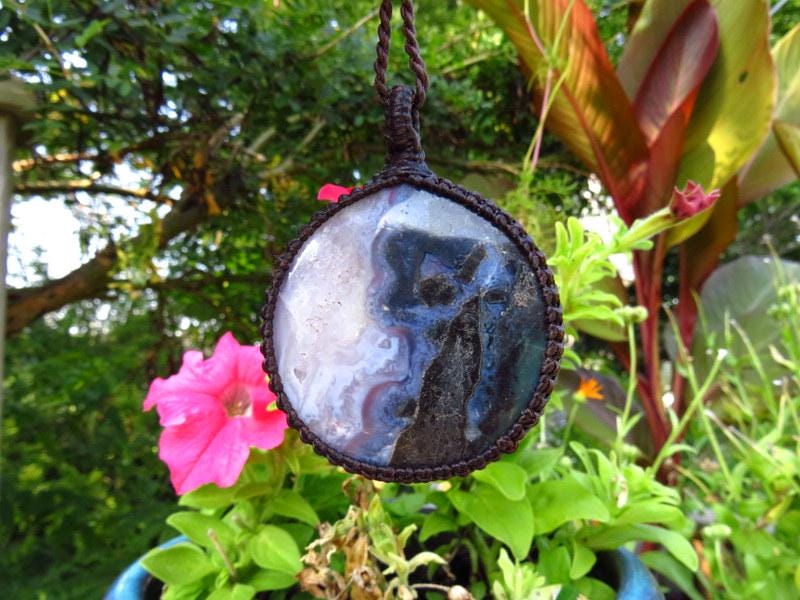 Purple Moss Agate pendant, Moss Agate necklace