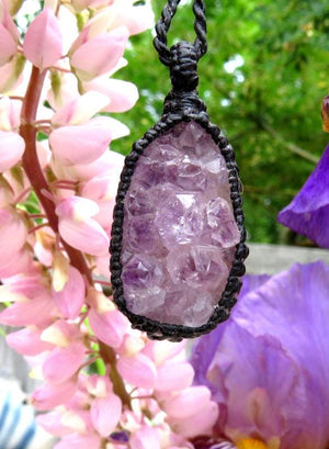 Amethyst necklace, amethyst druzy crystal, healing jewelry, healing crystal gifts, crystal necklace, earth aura creations, birthday gift