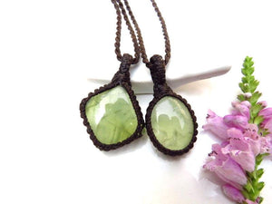 Prehnite Necklace set, Prehnite crystal necklace, jewelry set, Layering Jewelry, Prehnite Jewelry, Macrame necklace, layering necklace