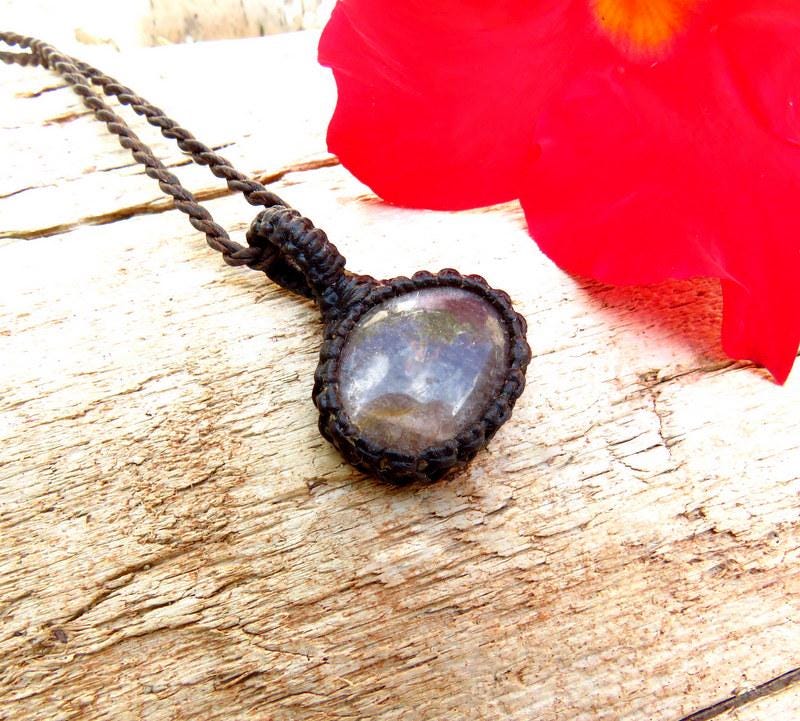 Sunstone macrame necklace, sunstone necklace