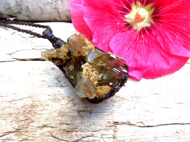 Rare Barite crystal necklace, father's day gift