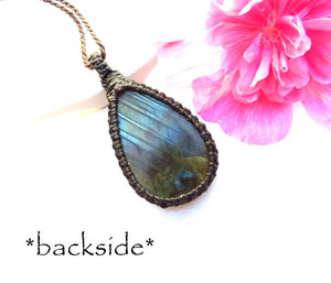 Rainbow Labradorite gemstone necklace, teardrop gemstone necklace, statement jewelry, christmas gift ideas for her, for mom, wife gift dea