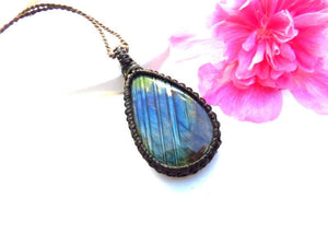 Rainbow Labradorite gemstone necklace, teardrop gemstone necklace, statement jewelry, christmas gift ideas for her, for mom, wife gift dea