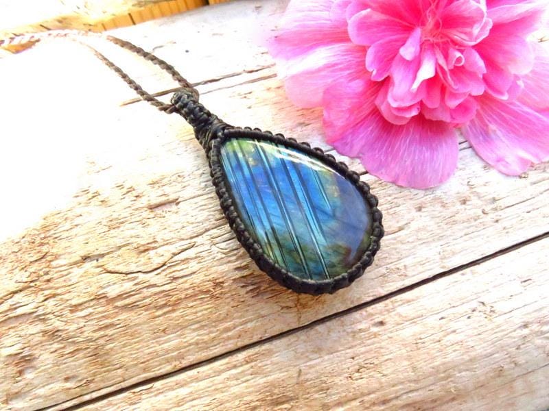 Rainbow Labradorite gemstone necklace, teardrop gemstone necklace, statement jewelry, christmas gift ideas for her, for mom, wife gift dea