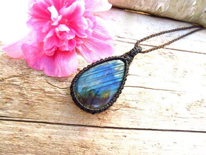 Rainbow Labradorite gemstone necklace, teardrop gemstone necklace, statement jewelry, christmas gift ideas for her, for mom, wife gift dea