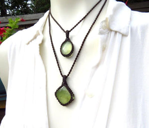 Prehnite Necklace set, Prehnite crystal necklace, jewelry set, Layering Jewelry, Prehnite Jewelry, Macrame necklace, layering necklace