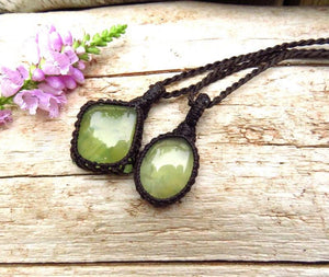 Prehnite Necklace set, Prehnite crystal necklace, jewelry set, Layering Jewelry, Prehnite Jewelry, Macrame necklace, layering necklace