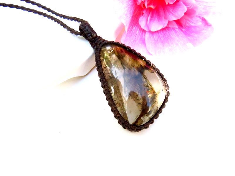 Dendritic Quartz crystal necklace, dendritic crystal