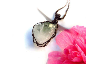 Chlorite Quartz necklace, raw quartz necklace, raw crystal pendant, raw crystal necklace, quartz necklace, quartz jewelry, healing crystal