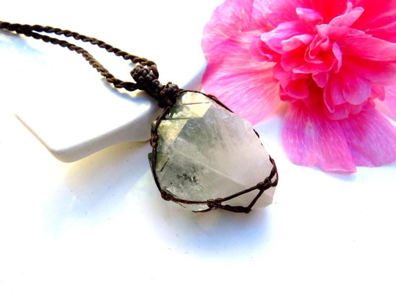 Chlorite Quartz necklace, raw quartz necklace