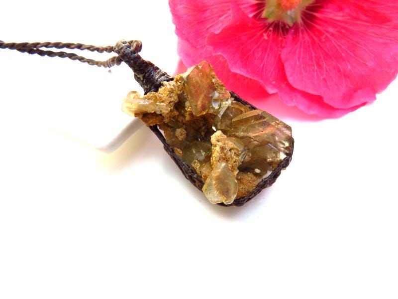 Rare Barite crystal necklace, father's day gift
