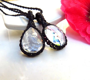 Faceted Quartz Crystal Necklace Set / Crystal jewellery / Quartz necklace / Facet Cut / Quartz Jewelry / Chic design / Healing Stone