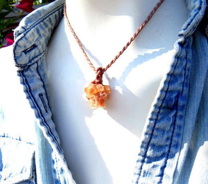 Mini Aragonite crystal necklace, macrame necklace, macrame jewelry, crystal cluster, gift ideas for the, crystal collector, rock collector