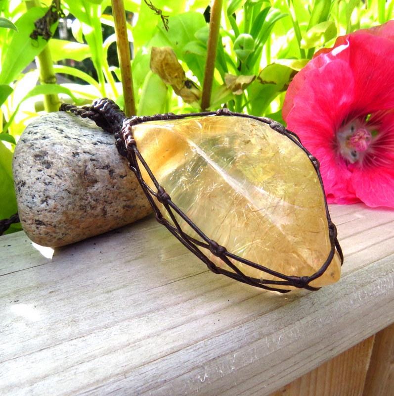 Rutile Quartz Crystal Healing necklace, Rutile crystal, Golden Rutile jewelry, Quartz crystal necklace, Etsy Quartz necklace, free shipping