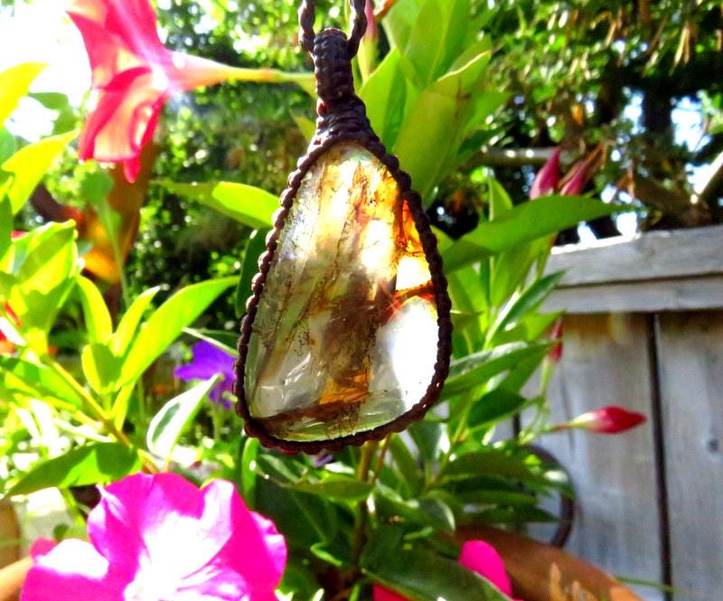 Dendritic Quartz crystal necklace, dendritic crystal