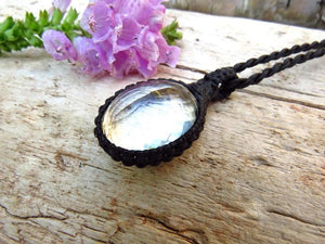 Quartz Necklace, macrame necklace, macrame jewelry, Crystal jewellery, Quartz necklace, Facet Cut Quartz Jewelry, Healing Stone