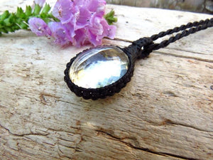 Quartz Necklace, macrame necklace, macrame jewelry, Crystal jewellery, Quartz necklace, Facet Cut Quartz Jewelry, Healing Stone