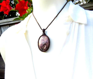 Gifts for her, Butterfly Jasper macrame necklace, rare stone, one of a kind gift ideas, Boho gift, healing stone jewelry, gemstone jewelry