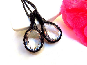 Faceted Quartz Crystal Necklace Set / Crystal jewellery / Quartz necklace / Facet Cut / Quartz Jewelry / Chic design / Healing Stone