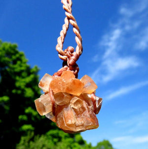 Mini Aragonite crystal necklace, macrame necklace, macrame jewelry, crystal cluster, gift ideas for the, crystal collector, rock collector