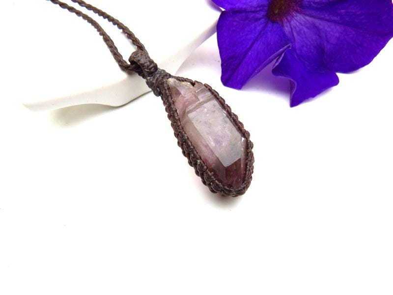Rare Shangaan crystal healing necklace, Purple crystal necklace