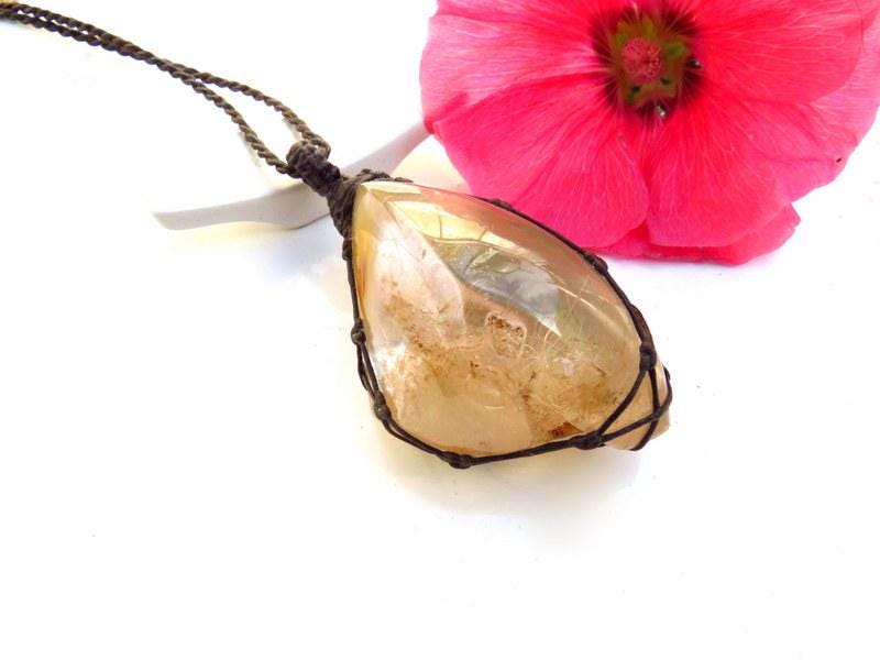 Rutile Quartz Crystal Healing necklace, Rutile crystal, Golden Rutile jewelry, Quartz crystal necklace, Etsy Quartz necklace, free shipping