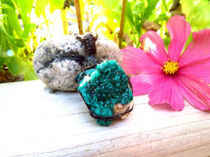 Dioptase crystal necklace, christmas gift for her, gifts ideas for the rock collector, crystal collector, macrame necklace, crystal necklace