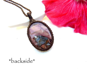 Gifts for her, Butterfly Jasper macrame necklace, rare stone, one of a kind gift ideas, Boho gift, healing stone jewelry, gemstone jewelry