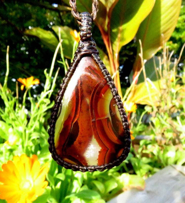 Pseudomorph Turkish Agate macrame necklace, christmas gift ideas jewelry