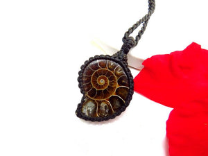 Ammonite macrame necklace, ammonite necklace