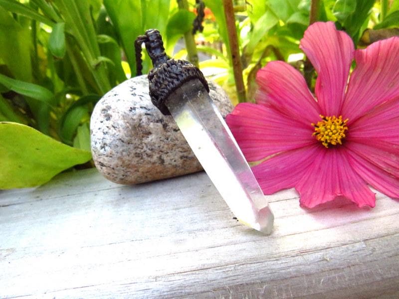 Lemurian Quartz crystal macrame necklace, christmas gift ideas, gift ideas for the crystal collector, quartz crystal necklace