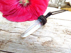 Lemurian Quartz crystal macrame necklace, christmas gift ideas, gift ideas for the crystal collector, quartz crystal necklace