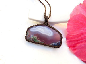 Purple Plume Agate gemstone necklace, macrame necklace, plume gemstone, moss agate, great gift ideas for her, meaningful gift ideas