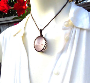 Rose quartz pendant necklace, expression of love, rose quartz jewelry, minimalist necklace, pink gifts, for her, Earth Aura Creations