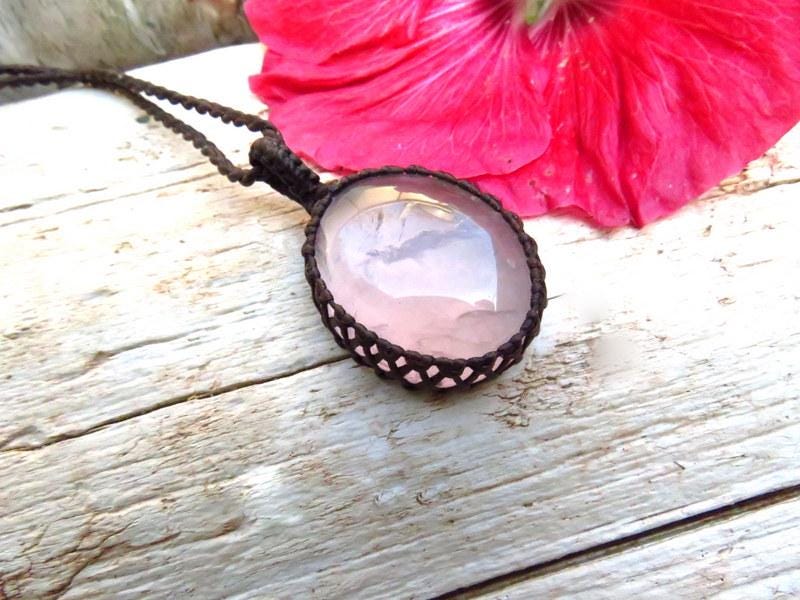 Rose quartz pendant necklace, expression of love