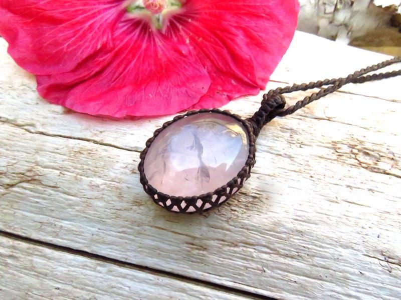 Rose quartz pendant necklace, expression of love