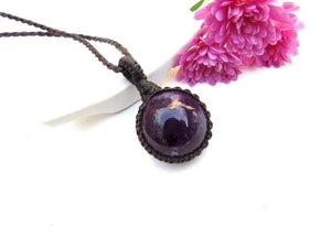 Amethyst gemstone necklace, Amethyst crystal pendant