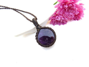 Amethyst gemstone necklace, Amethyst crystal pendant