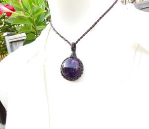 Amethyst gemstone necklace, Amethyst crystal pendant